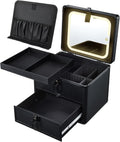 Makeup Case with Drawer, Detachable Lighted LED Mirror, Makeup Organizer Box Travel Make up Vanity Case Portable