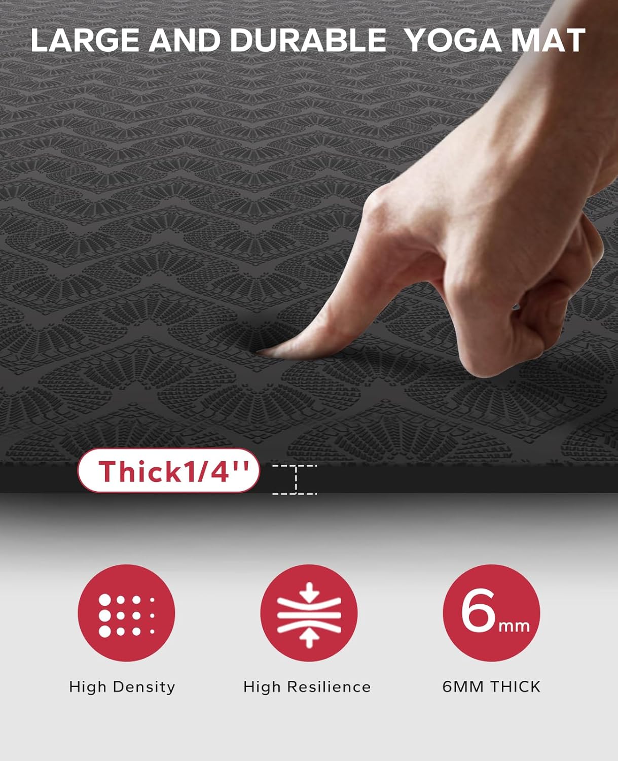 Extra Large Yoga Mat - 72"x48"x6mm (1/4 inch), Non-Slip, Durable, Thick Wide Exercise Mat for Home Workouts, Yoga