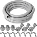 (1 inch Dia * 25 Feet) Yariwiz Flexible Electrical Conduit Liquid Tight PVC Conduit Kit with 3 PCS Coupling, 3 PCS