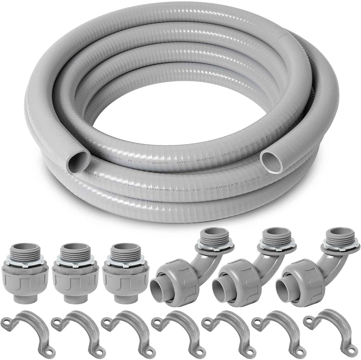 (1 inch Dia * 25 Feet) Yariwiz Flexible Electrical Conduit Liquid Tight PVC Conduit Kit with 3 PCS Coupling, 3 PCS