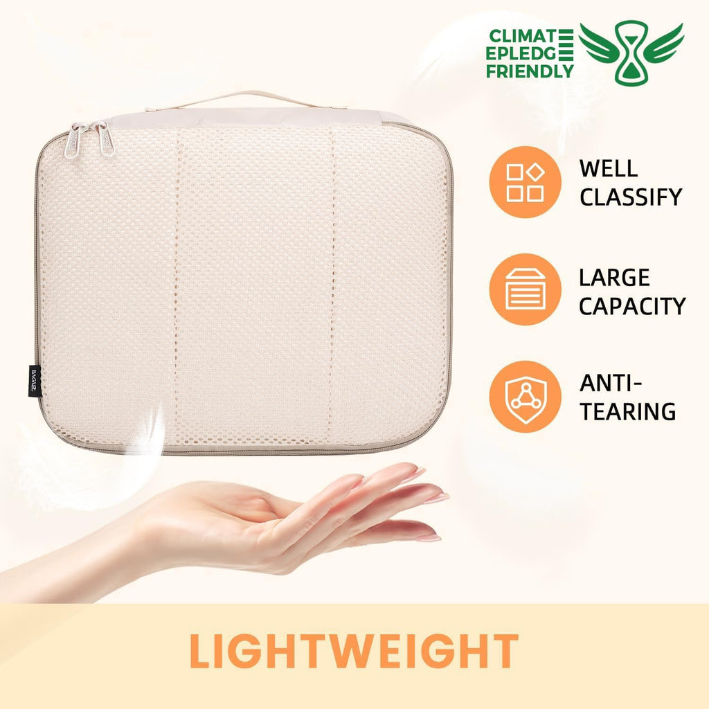 6 Set Packing Cubes Luggage Packing Organizers for Travel Accessories-Beige