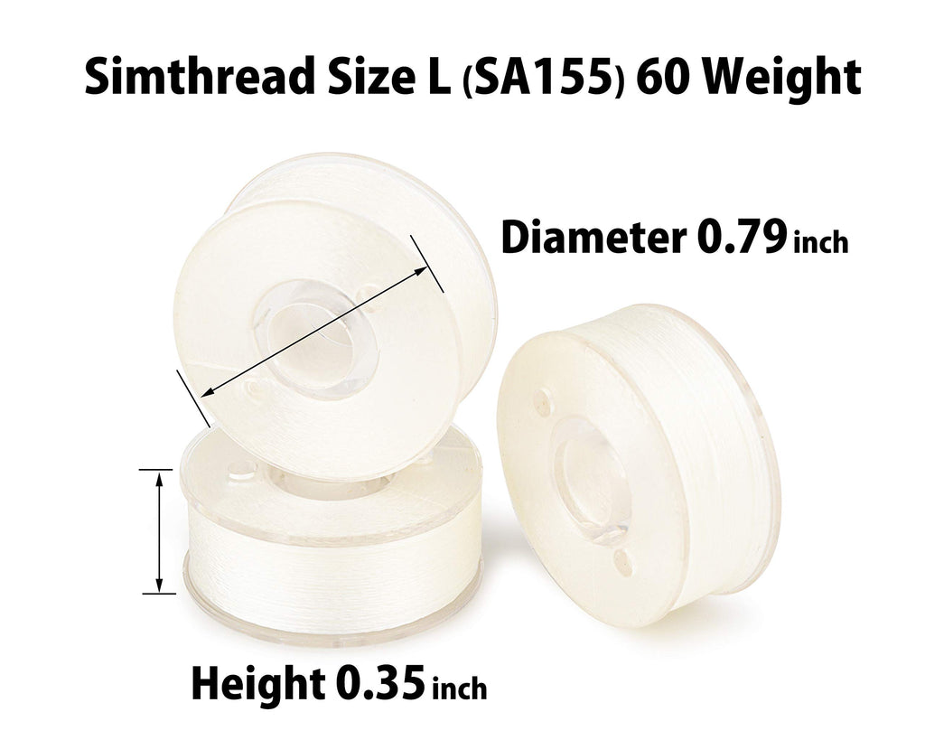25pcs Size L SA155 60WT Prewound Bobbin Thread - White
