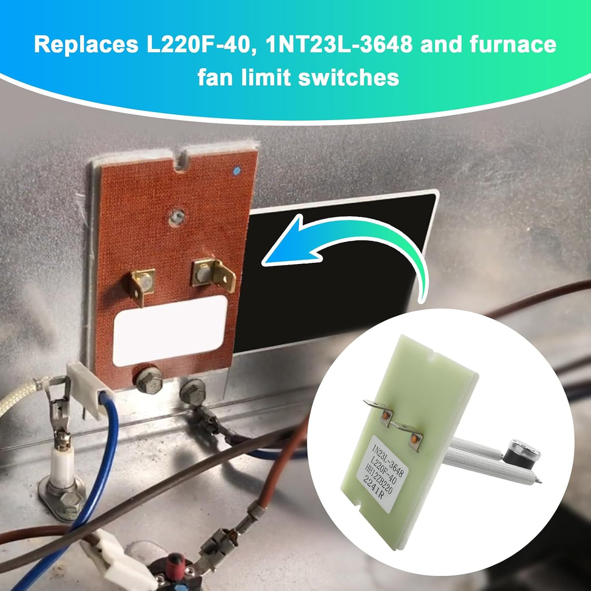 High Limit Switch HH12ZB220 for 3" Bryant, Payne, Carrier Furnace L220F-40 1NT23L-3648 L220-40 Replacement Part