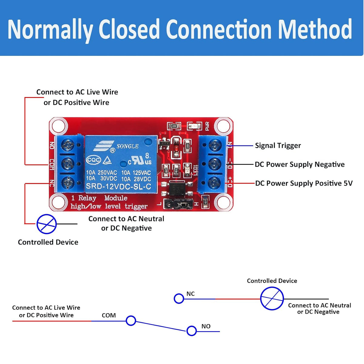 4pcs DC 5V Relay Module - 1 Channel Relay Switch Board with Optocoupler Isolation, High or Low Level Trigger