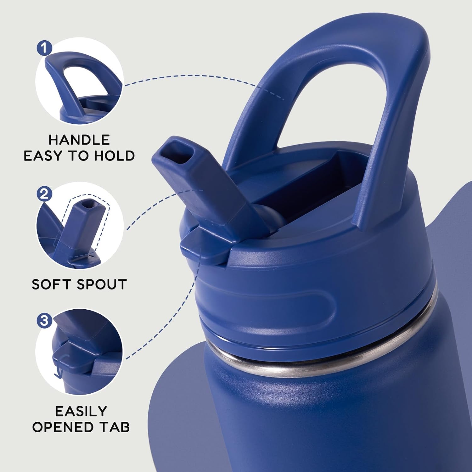 12oz Kids Water Bottle for School, Toddler Water Bottles with Straws, Insulated Water Bottles for Boys&Girls