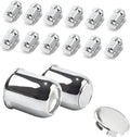 2-Pack Trailer Push Through Center Caps and Trailer Wheel Lug Sets - 3.19in Wheel Center Caps Chrome Wheel Cover