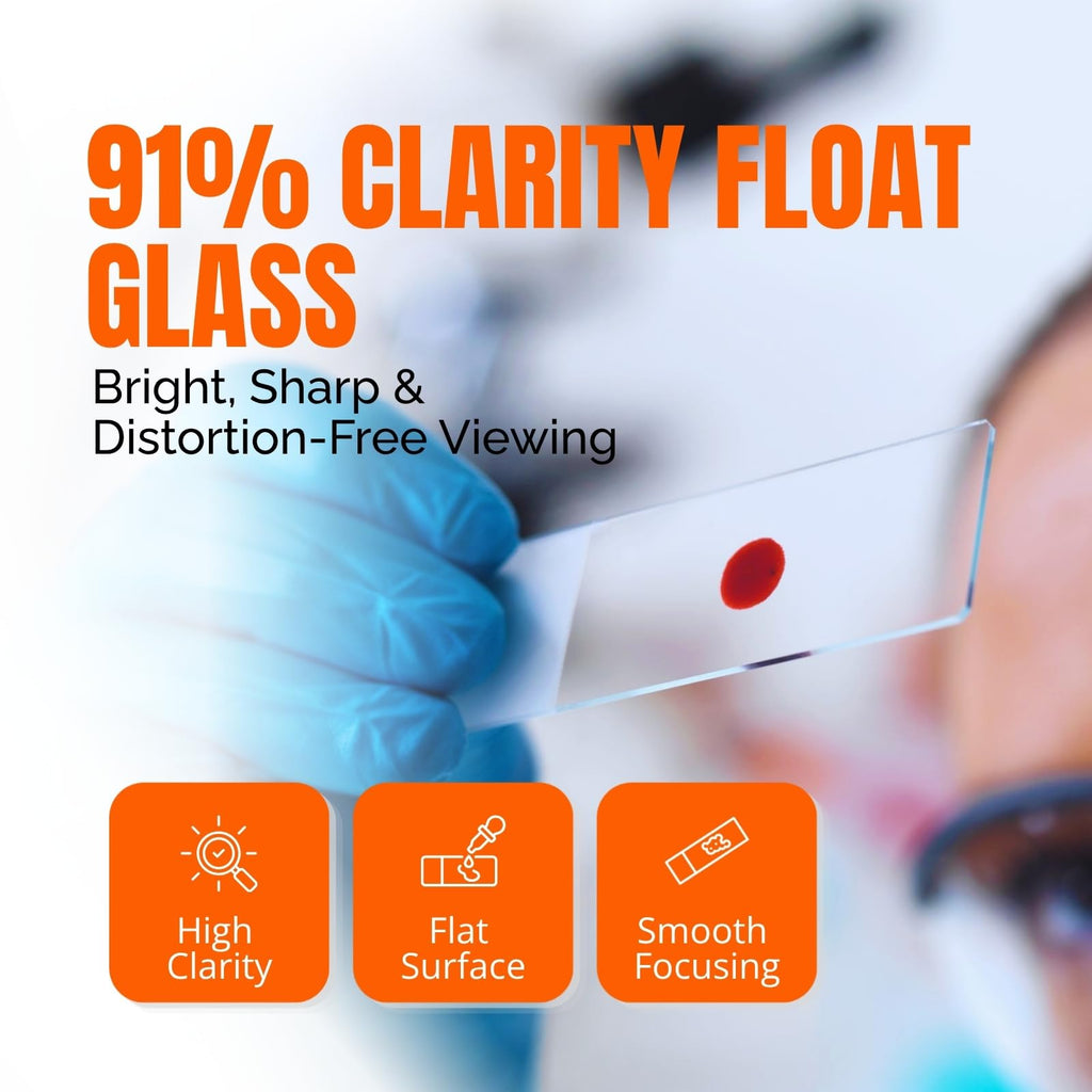 Microscope Slides and Covers, 50 Optical Float Glass Slides+100 Coverslips