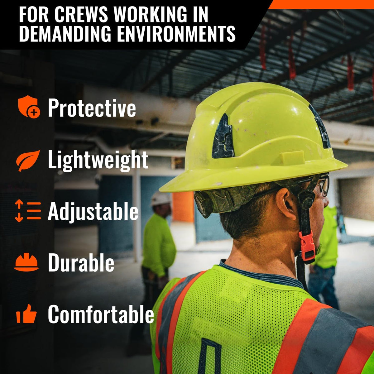 APEX Safety Helmets – Type 2 Class E, Full Brim, Non-Vented, Rated for 20,000 Volts and Top, Front, Back, and Side