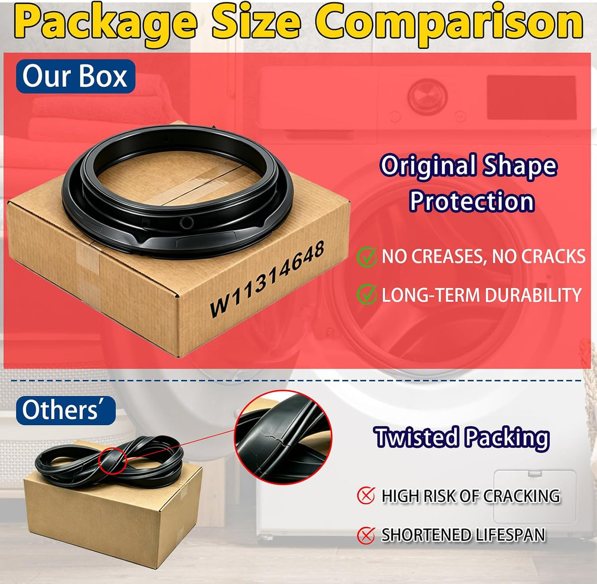 WFW5620HW0 Washer Door Boot Seal Fit for Whirl-pool Front Loader WFW6620HC2