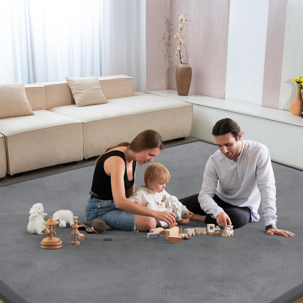 Baby Play Mat for Floor Nursery Rug Muscle Mat Area Rug Playroom Rug 50"x50" Playpen Mat Elastic Foam 1.3" Thick