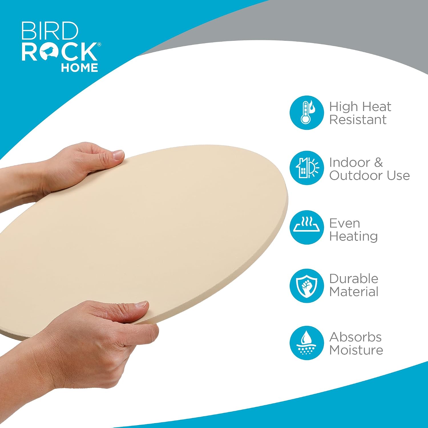 Pizza Stone for Oven and Grill | 16" Cordierite Baking Stone for Cooking, Bread, Pie, BBQ | Indoor - Outdoor | Grill