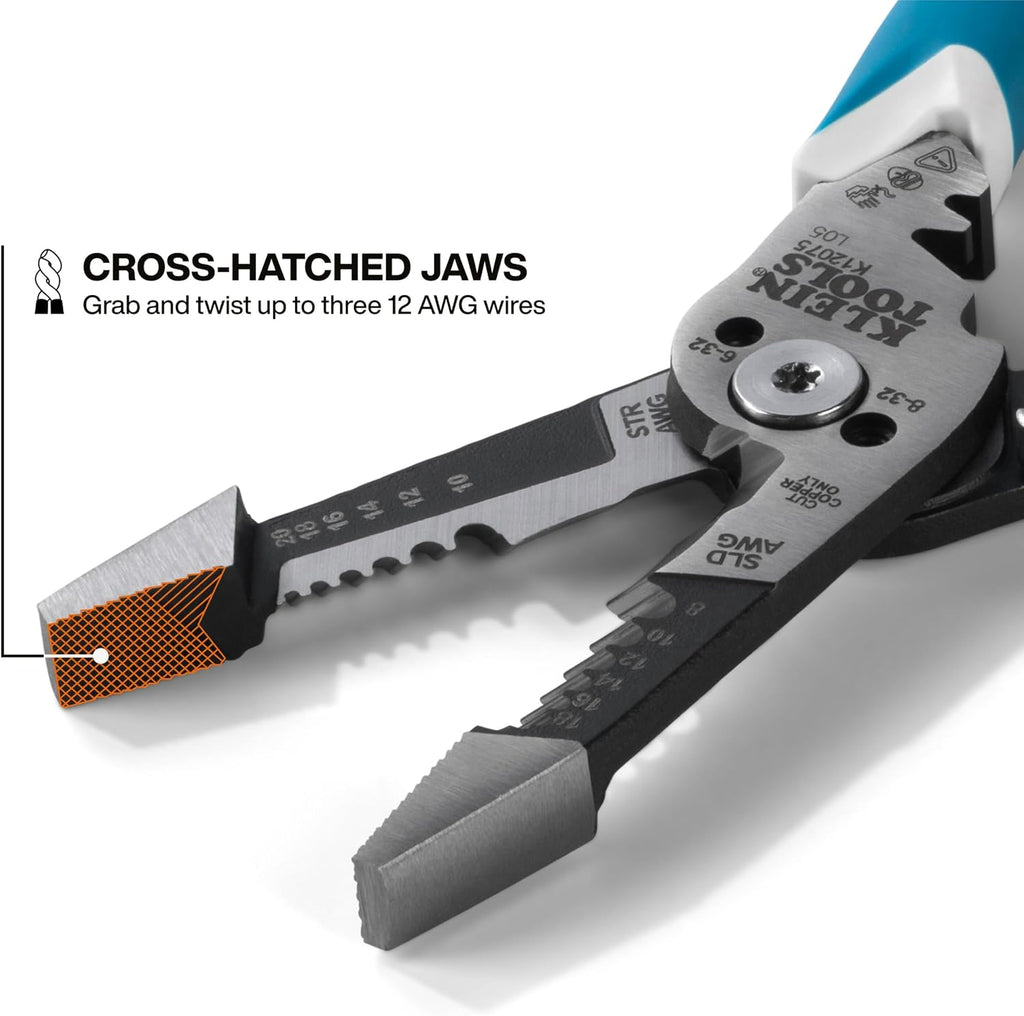 K12075 Heavy-Duty Wire Stripper, Slim-Forged Design, Self-Opening Wire Stripping Tool, Electrical Pliers with Shear