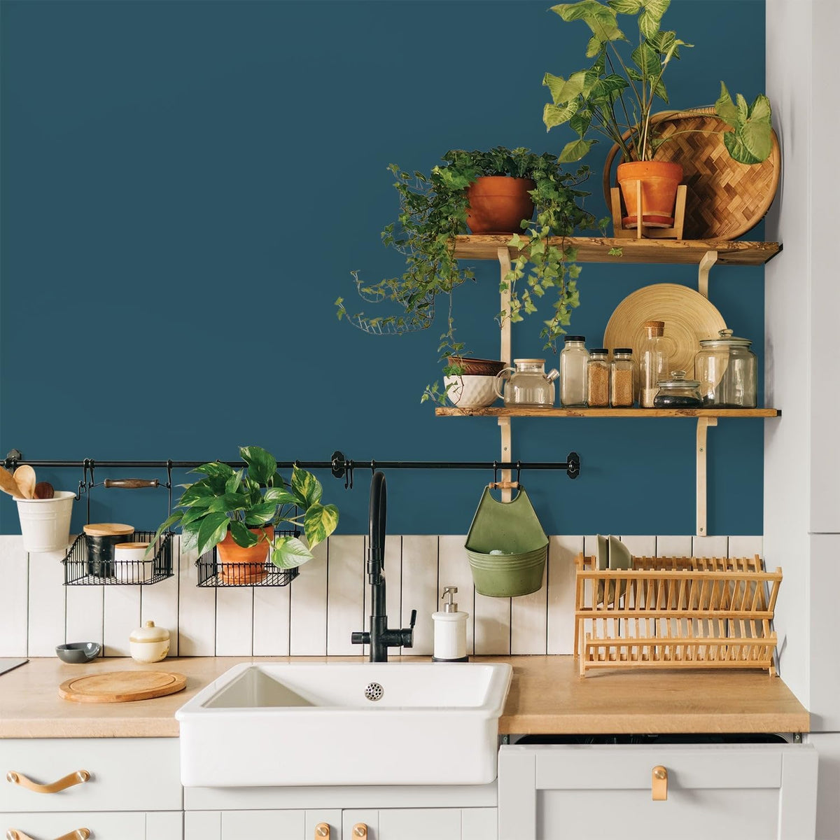 Total 1 gal. Blue Bayberry/Green Eggshell Interior Paint with Primer
