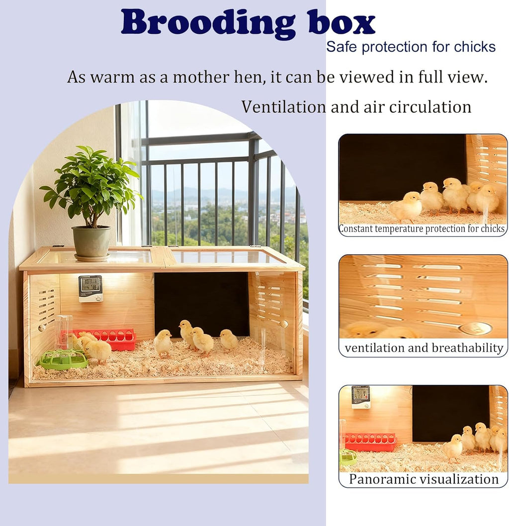 Brooder Box for Chicks,Quail cage,Baby Chicken Supplies,Includes Chicken coop Heater/Quick Installation Tool/Feeding