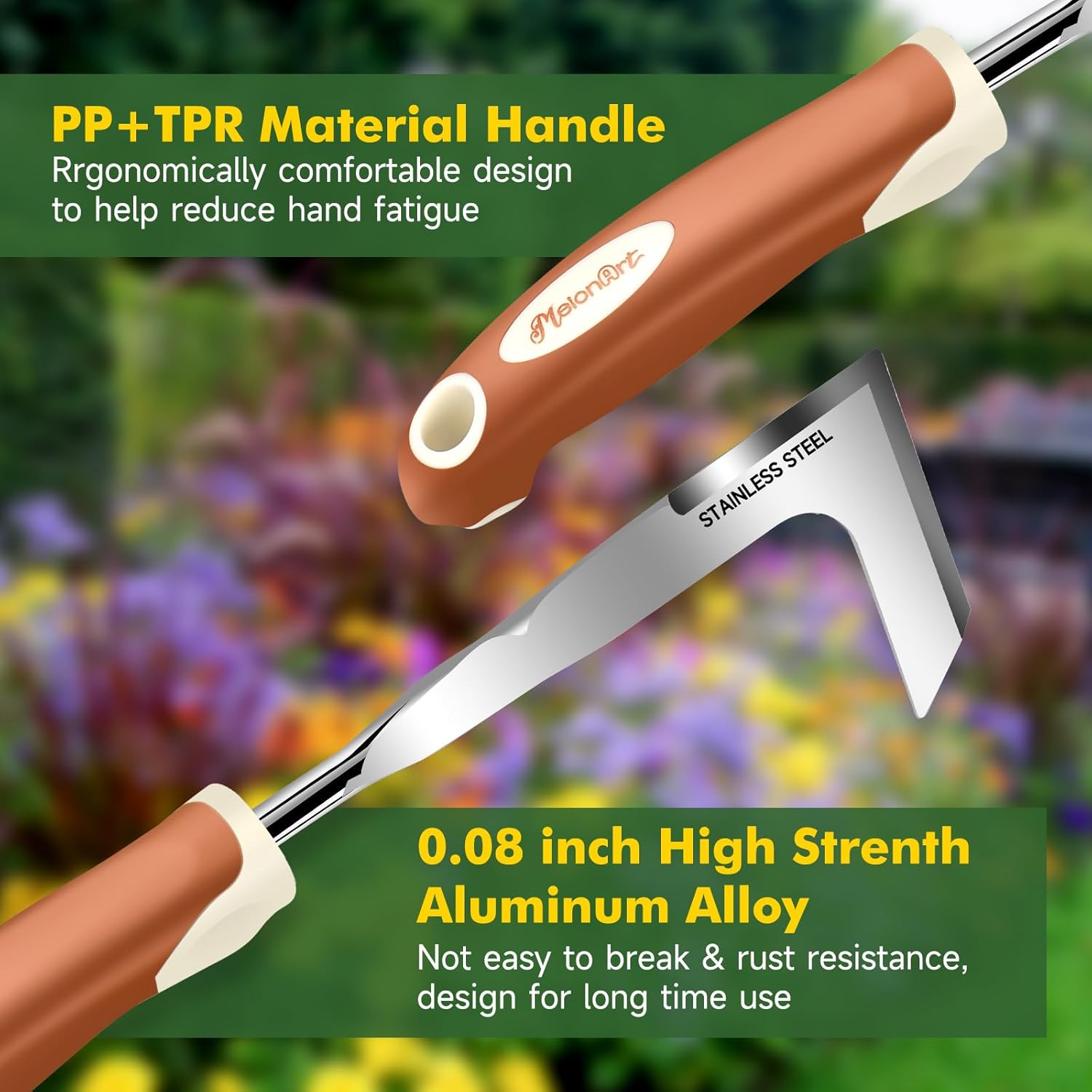 Garden Tool Set,10 Pcs Heavy Duty Gardening Hand Tool Kit for Women Aluminum with Non Slip Ergonomic Handle, Storage