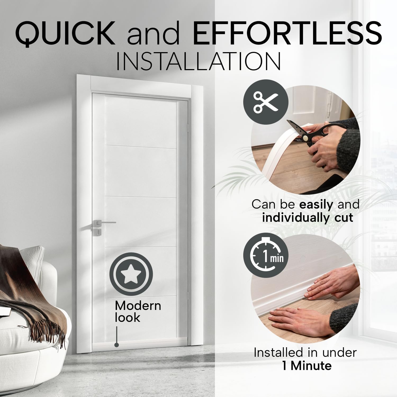 door draft stoppers for bottom of door - NEW premium door sweep / door seal strip (save energy – installs quickly and