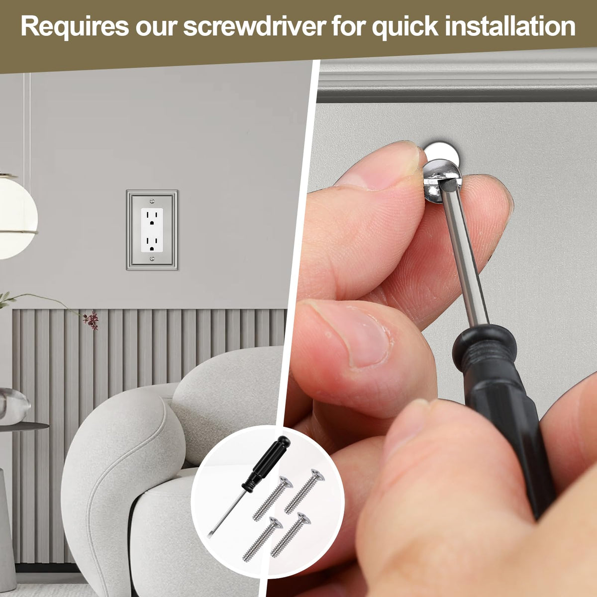 Brushed Nickel Metal Single Decorator Switch Covers Wall Plate,6 Pack