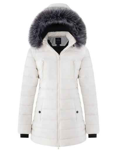 Women's Insulated Parka Coat Winter Jacket Beige S