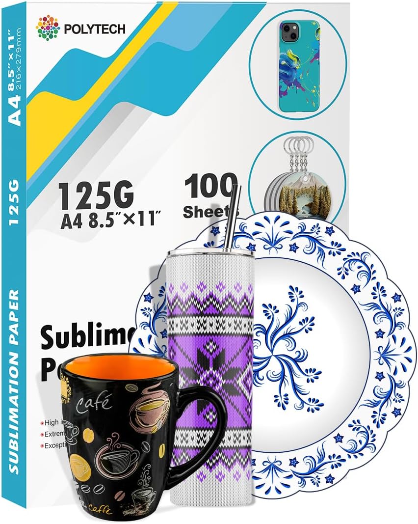 Sublimation Paper, 8.5x11, 100 Sheets, Heat Transfer Paper for All Sublimiation Blanks, For All Sublimation Printer