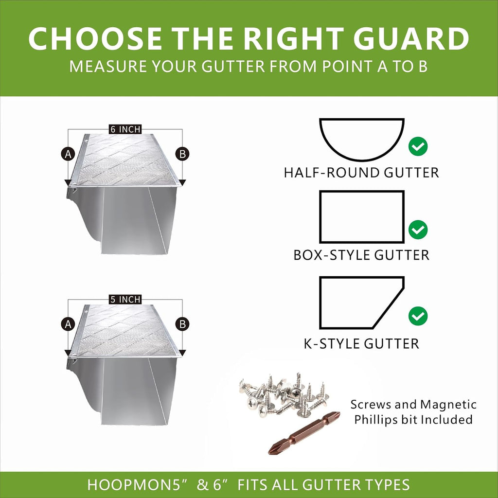 5 Inch Gutter Guard, 100% Stainless Steel Micro-Mesh Screen