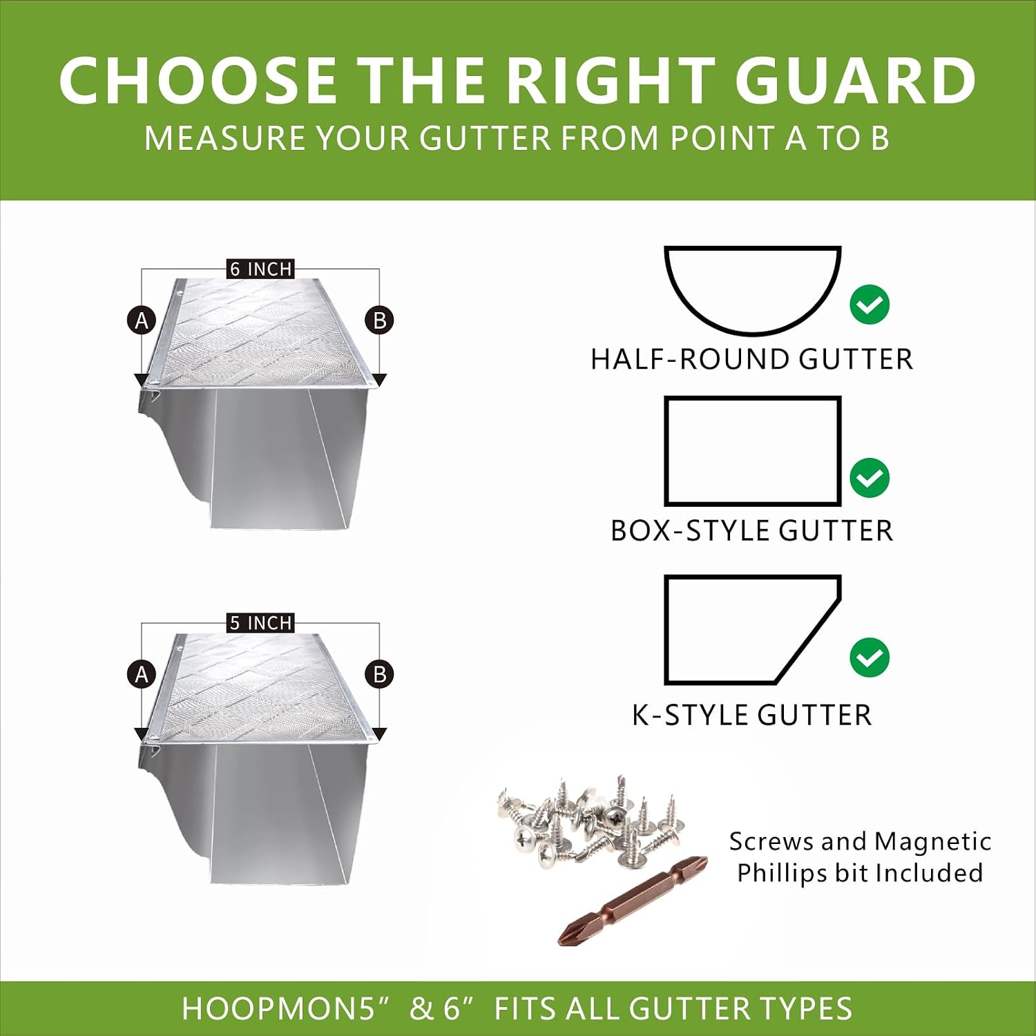 5 Inch Gutter Guard, 100% Stainless Steel Micro-Mesh Screen