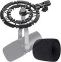MV7 Shock Mount with Pop Filter, Alloy Shockmount with Foam Windscreen Matching Mic Boom Arm Stand Compatible with