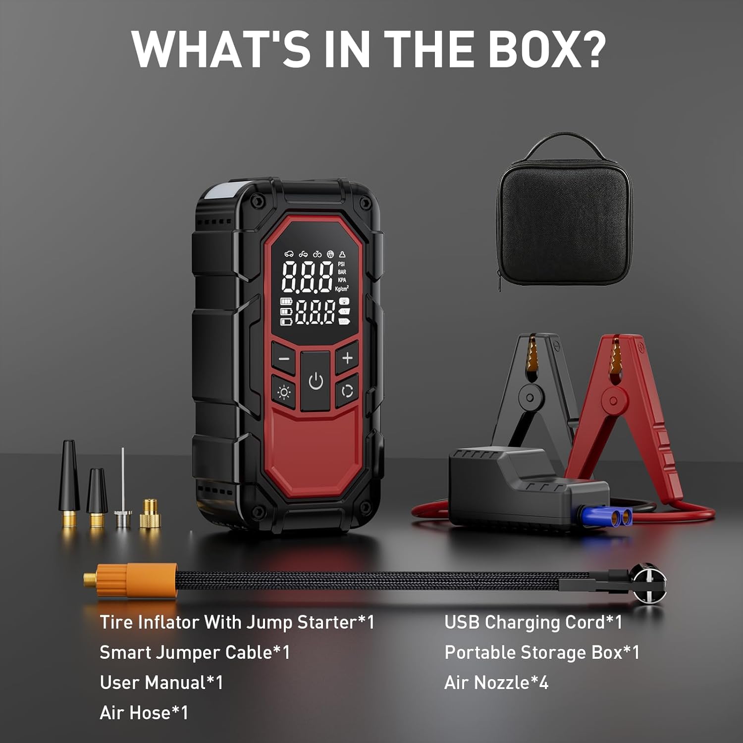 Jump Starter with Air Compressor,Car Battery Jump Starter (9.0 Gasoline/6.5L Diesel) with 150PSI Digital tire