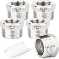 TAISHER 5PCS 304 Stainless Steel New Reducer Hex Bushing, 3/4" NPT Male x 1/2" NPT Female, Reducing Pipe Adapter Fitting