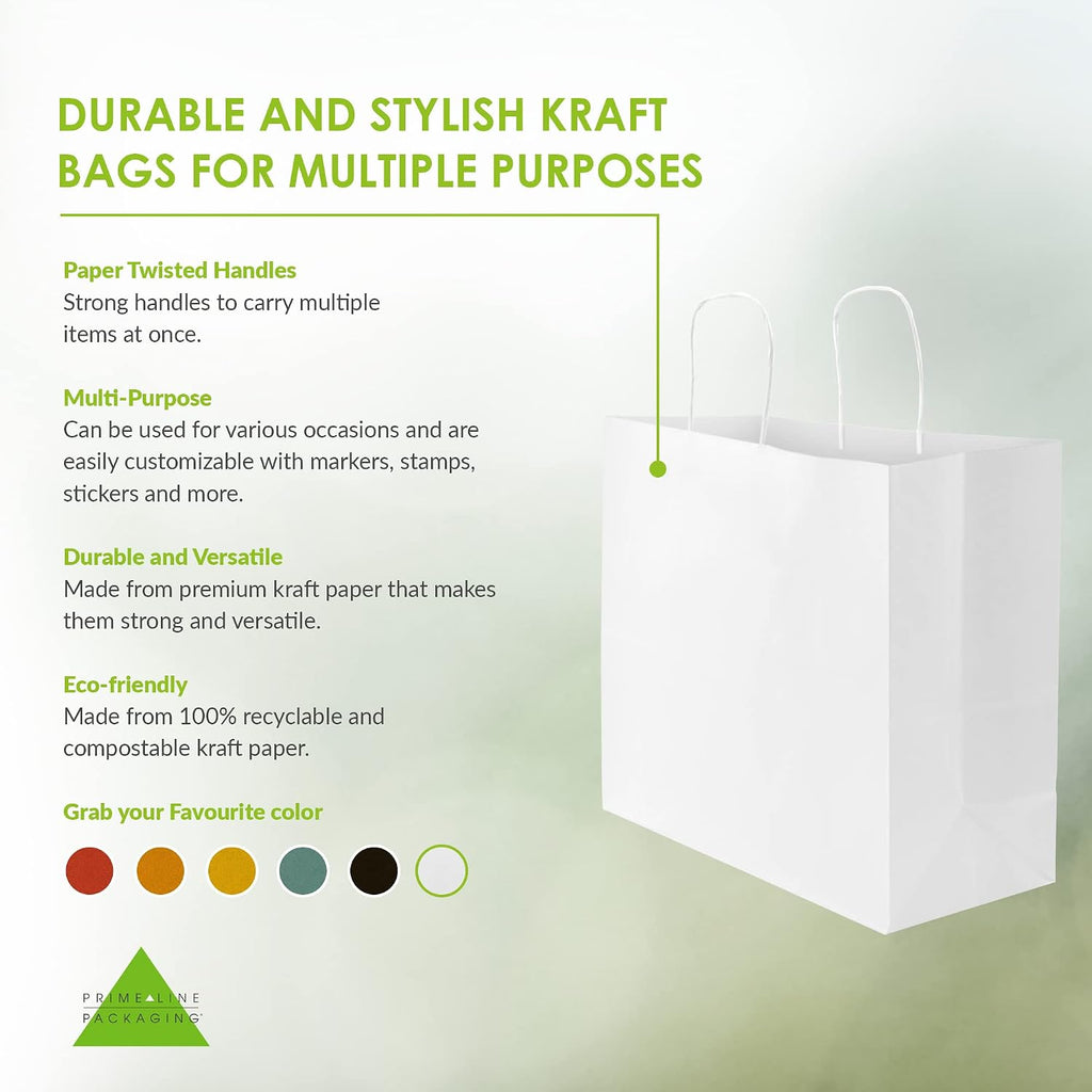 White Gift Bags with Handles, 16x6x12 Inch, 100 Pack
