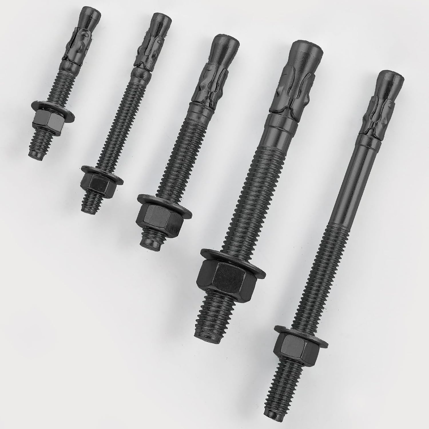 10Pcs 3/8x3 Inch Standard Fasteners for Heavy-Duty Black Wedge Anchors for Cement and Concrete