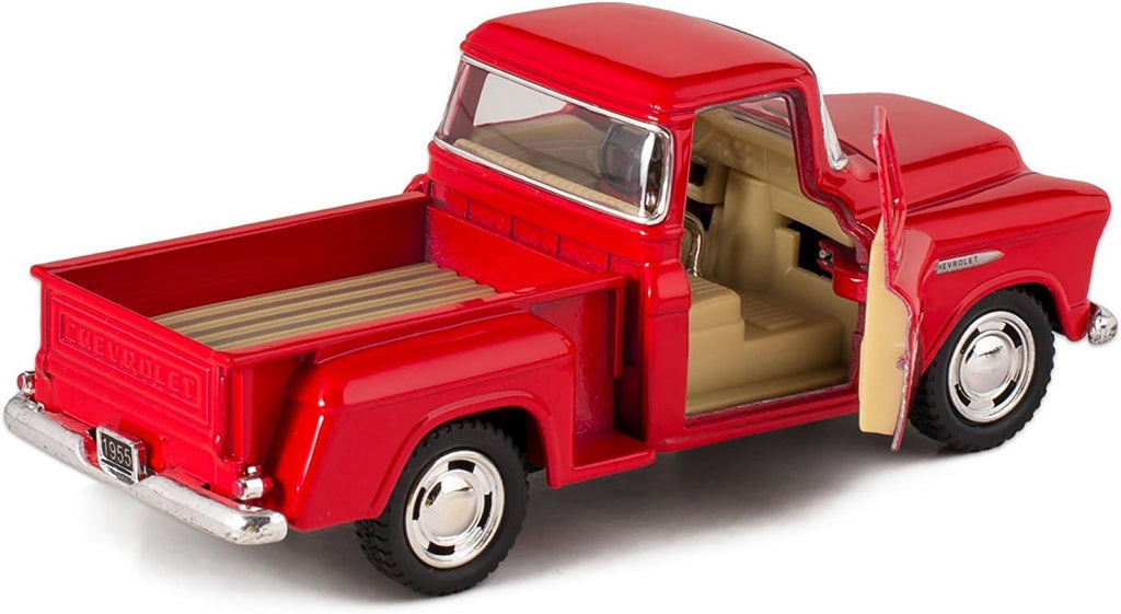 1955 Chevrolet Stepside Pickup Truck, 1:32 Scale, Die Cast Metal, Red, 5 Inch
