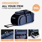90L Rolling Duffle Bag with Wheels and Handle
