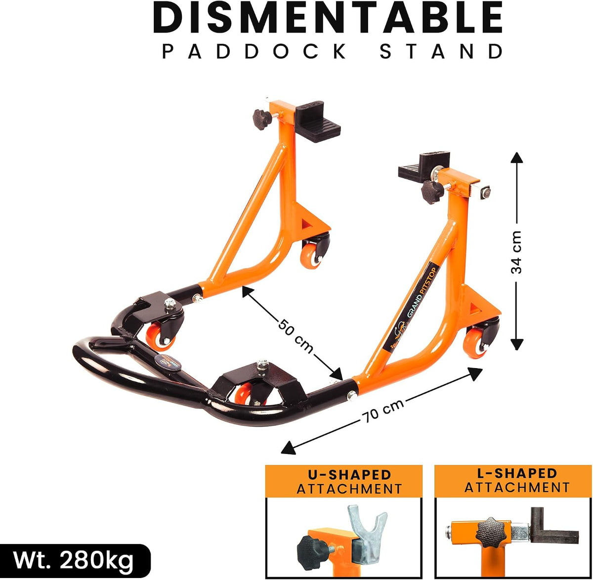 Universal Adjustable Rear Paddock Stand for Motorcycle with Swingarm Rest 360° Dismantable, Motorcycle Weight Up to