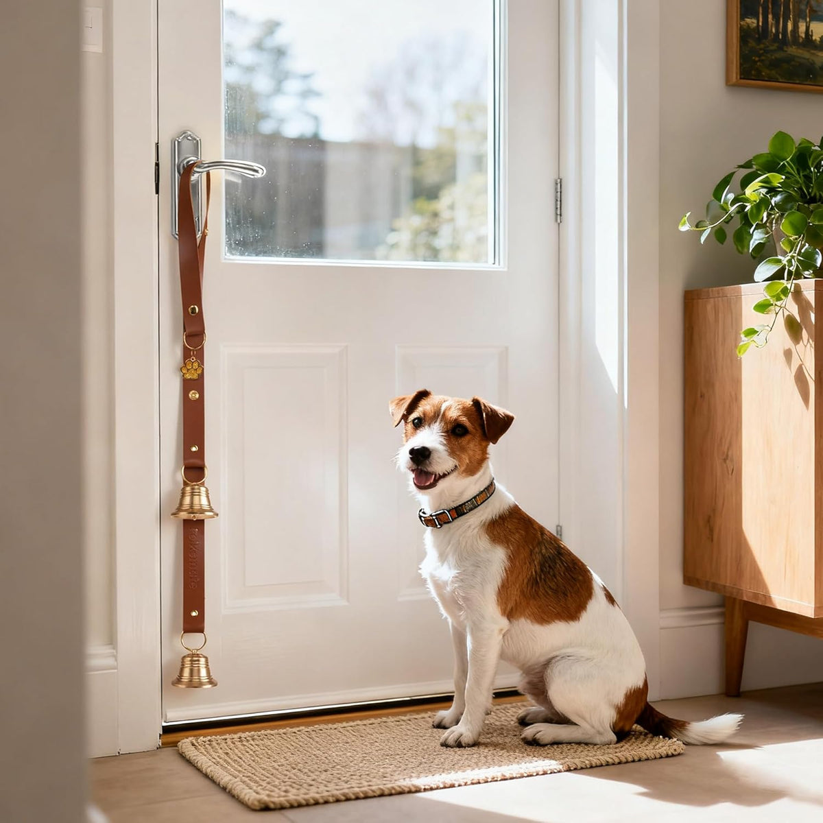 Leather Dog Door Bells for Potty Training, Nail-Safe Puppy Dog Door Bells Extra Loud for Dogs Training