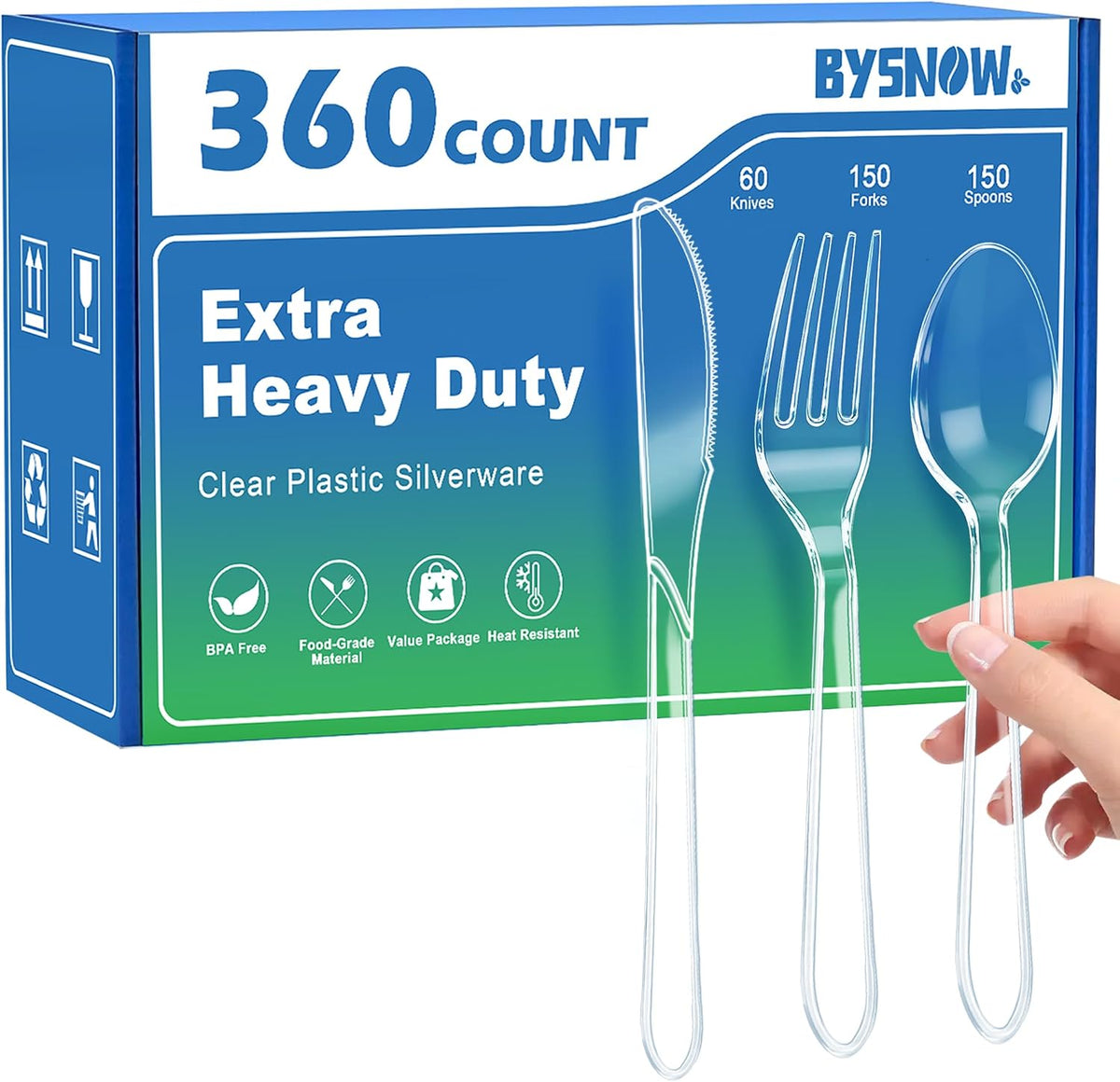 360 Count Extra Heavy Duty Plastic Silverware Disposable Plasticware
