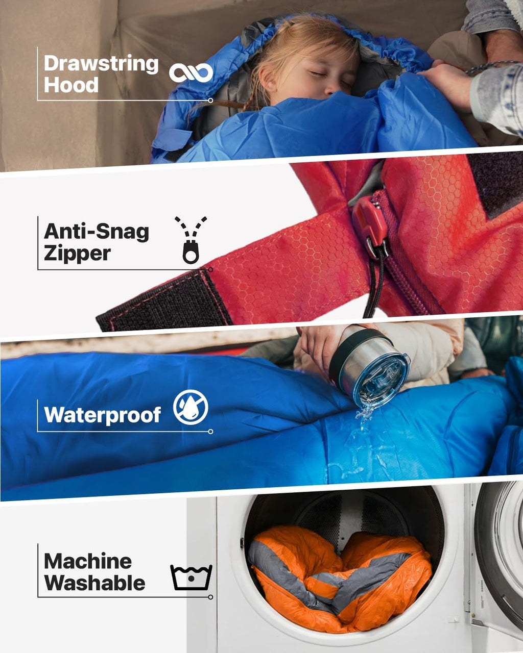 Sleeping Bags for Adults Cold Weather & Warm - Backpacking Camping Sleeping Bag for Kids, Girls, Boys - Lightweight