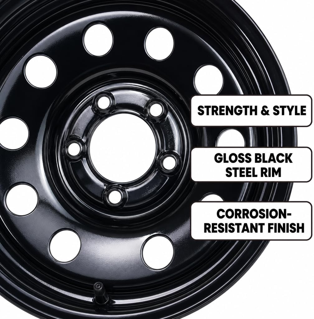 Radial Trailer Tire Rim Assembly ST205/75R15 LRC 5 Lug Black