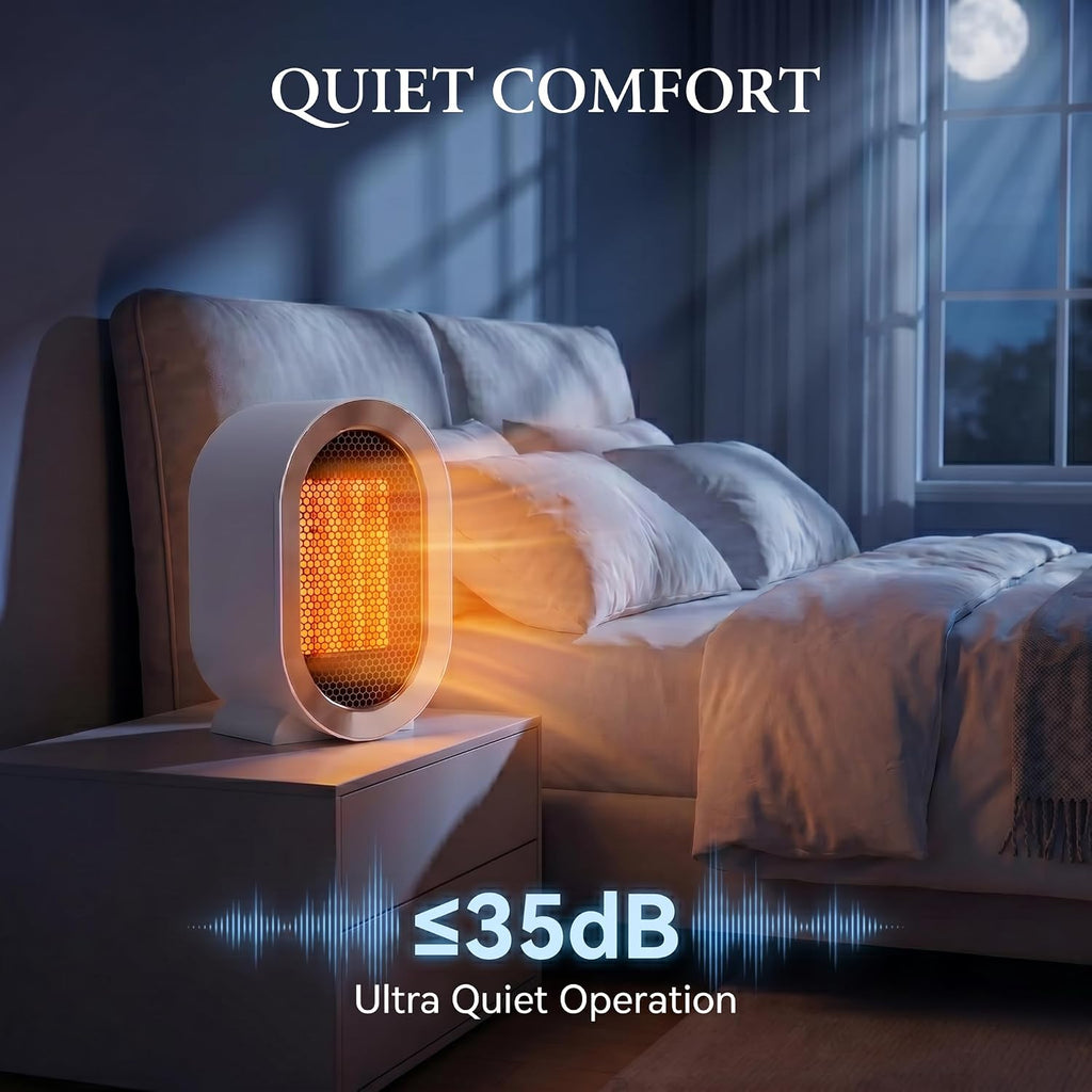 Indoor Electric Portable Space Heater, 1200W Personal Desk Heater, Fast Quiet Heating Ceramic with Thermostat for