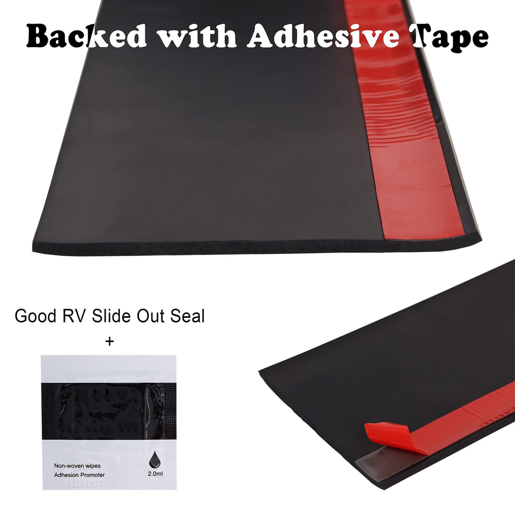 RV Slide Out Seal 4 Inch x 30 Ft, Adhesive Rubber Wiper Weather Stripping