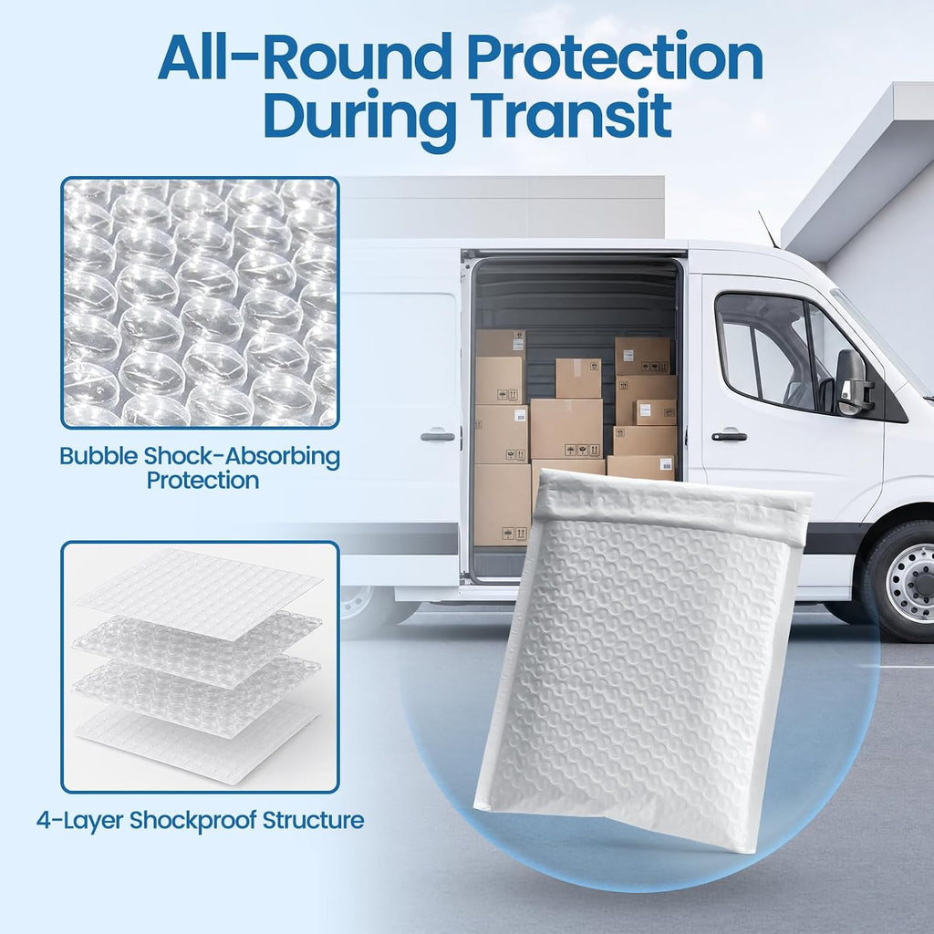 White Bubble Mailers 6x10 Inch 100 Pack Self-Seal Padded Envelopes