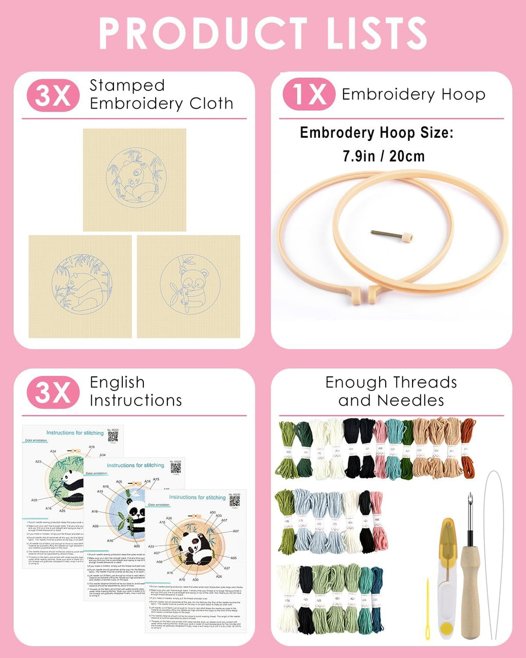 Punch Needle Kits, Panda Punch Embroidery Kits for Adults