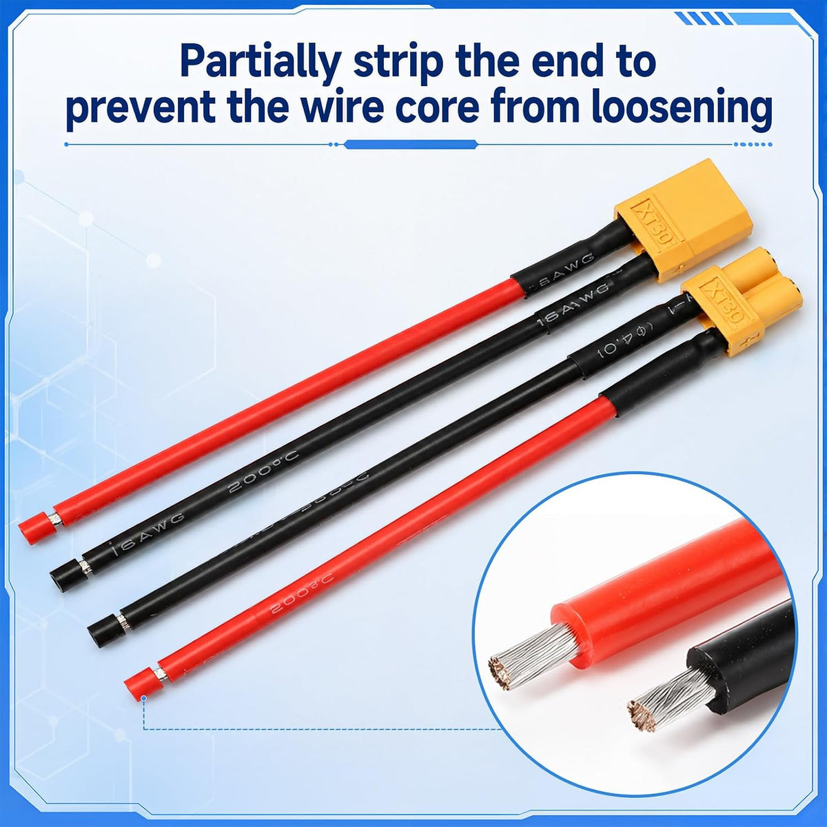 Frienda 6 Pairs Xt30 Pigtail Connectors Male and Female Plug