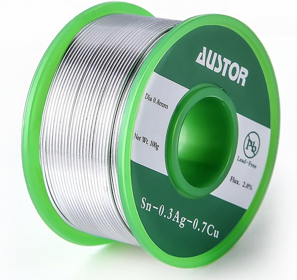 AUSTOR 0.8mm Lead Free Solder Wire with Rosin Core, 100g