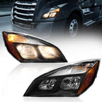 Black Halogen Headlight Assembly Pair for 2018-2024 Freightliner Cascadia