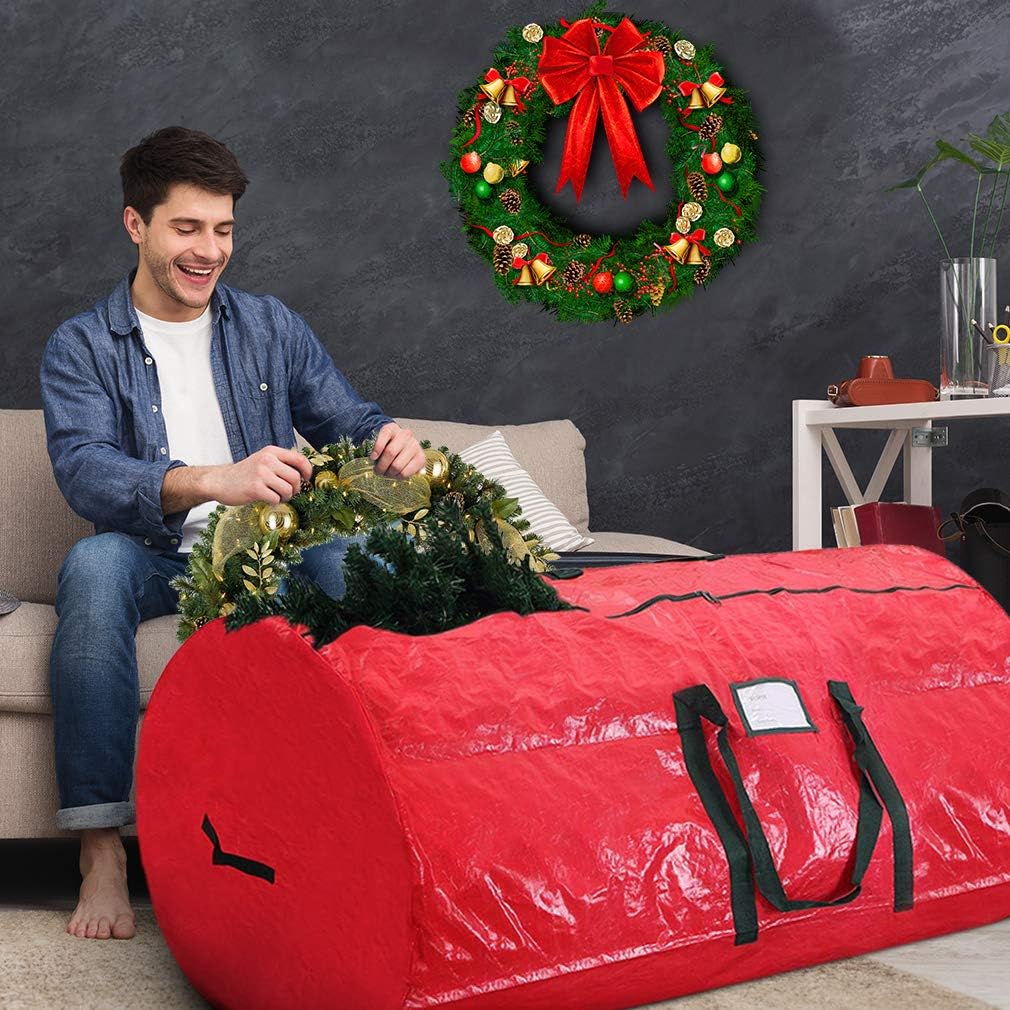 Christmas Tree Storage Bag | Fits Up to 7' Tall Disassembled Holiday Tree | 52” X 30” X 30” Artificial Tree Container