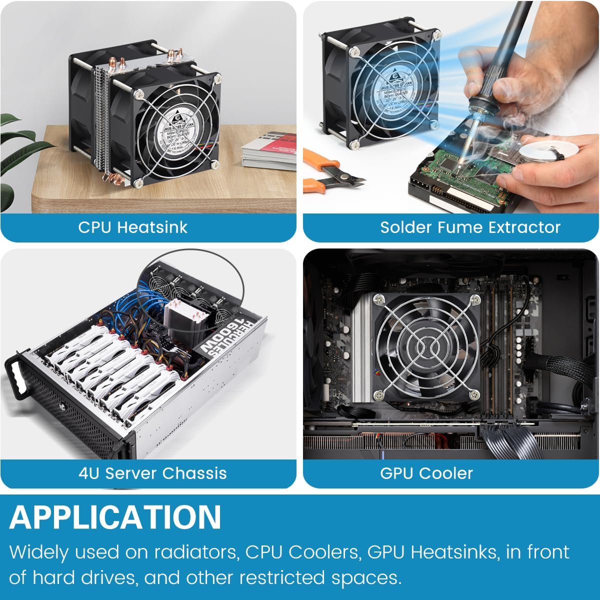 GDSTIME 80mm x 38mm Server Fan 12V PWM 4-Pin 8038 High Static Pressure