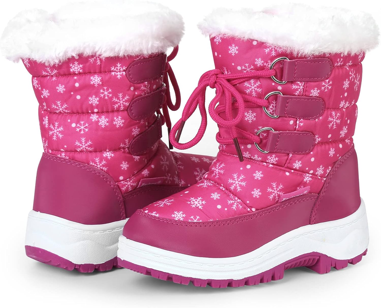 Kids Girls Insulated Fur Winter Warm Snow Boots Toddler/Little Kid | Water-Resistant,Side Zipper,Thick Warm