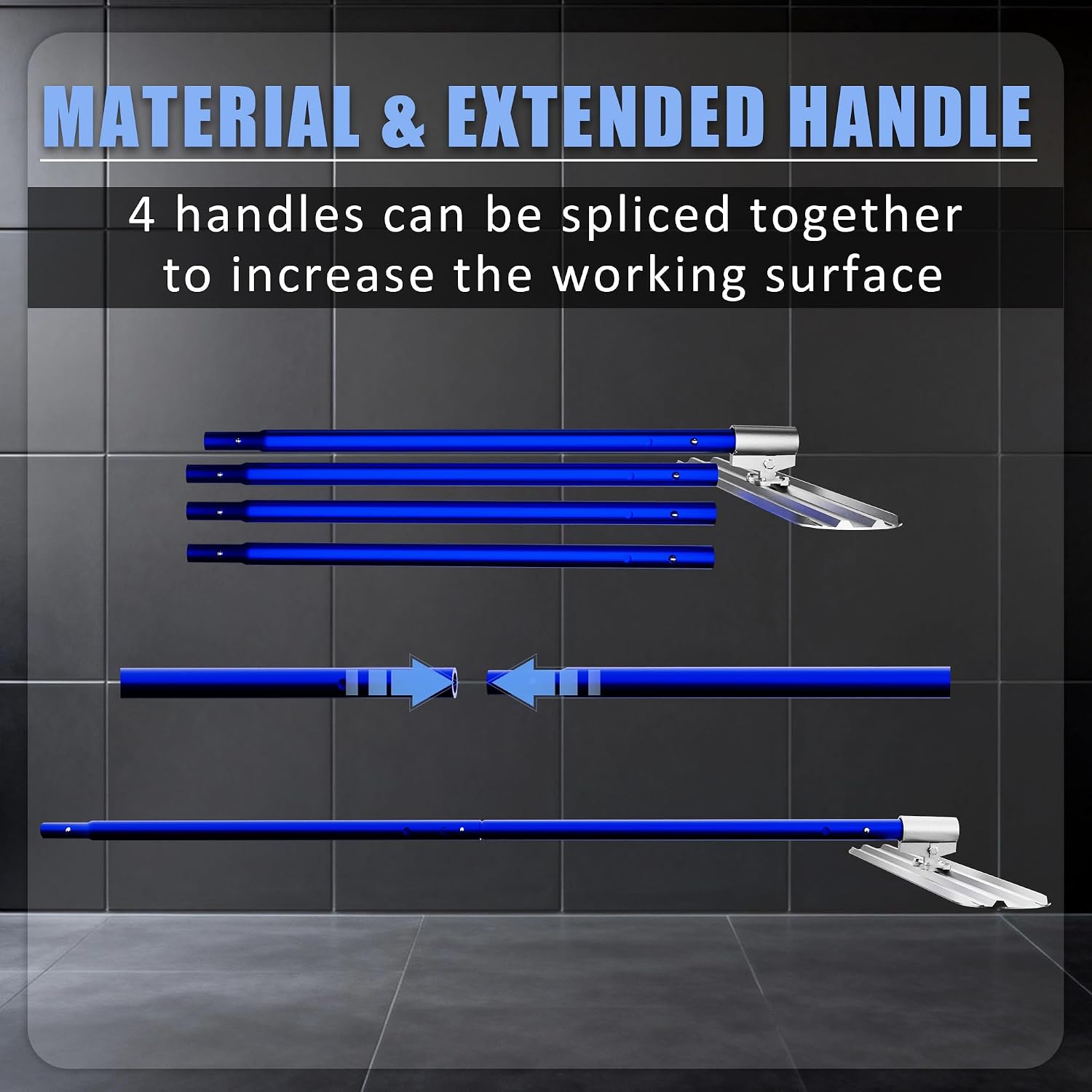 Bull Float Concrete Tools, 48"×8" Magnesium Aluminum Alloy Concrete Float | 4 Combinable Handles, Trowel, Concrete