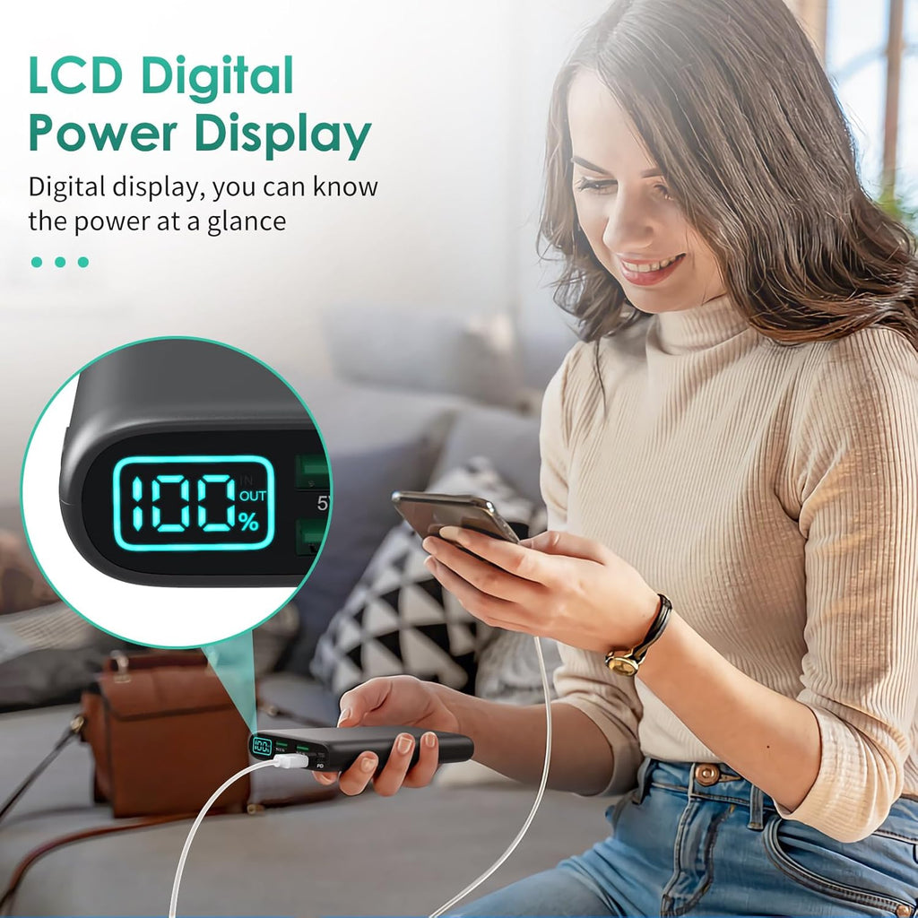 Portable Charger 38800mAh Power Bank with 5 Outputs & 2 Inputs,PD USB C In&Out Fast Phone Charging External Battery