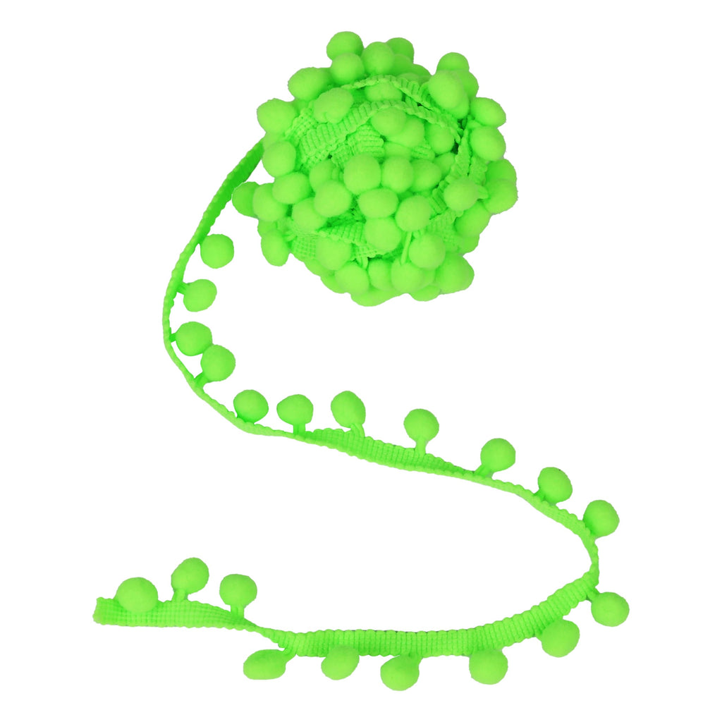 18 Yards Pom Pom Trim, 1" Wide Ball Fringe (Light Green)